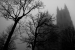National Cathedral in fog. Washington DC.