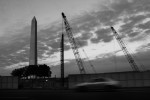 Washington Monument and construction cranes. Washington DC.