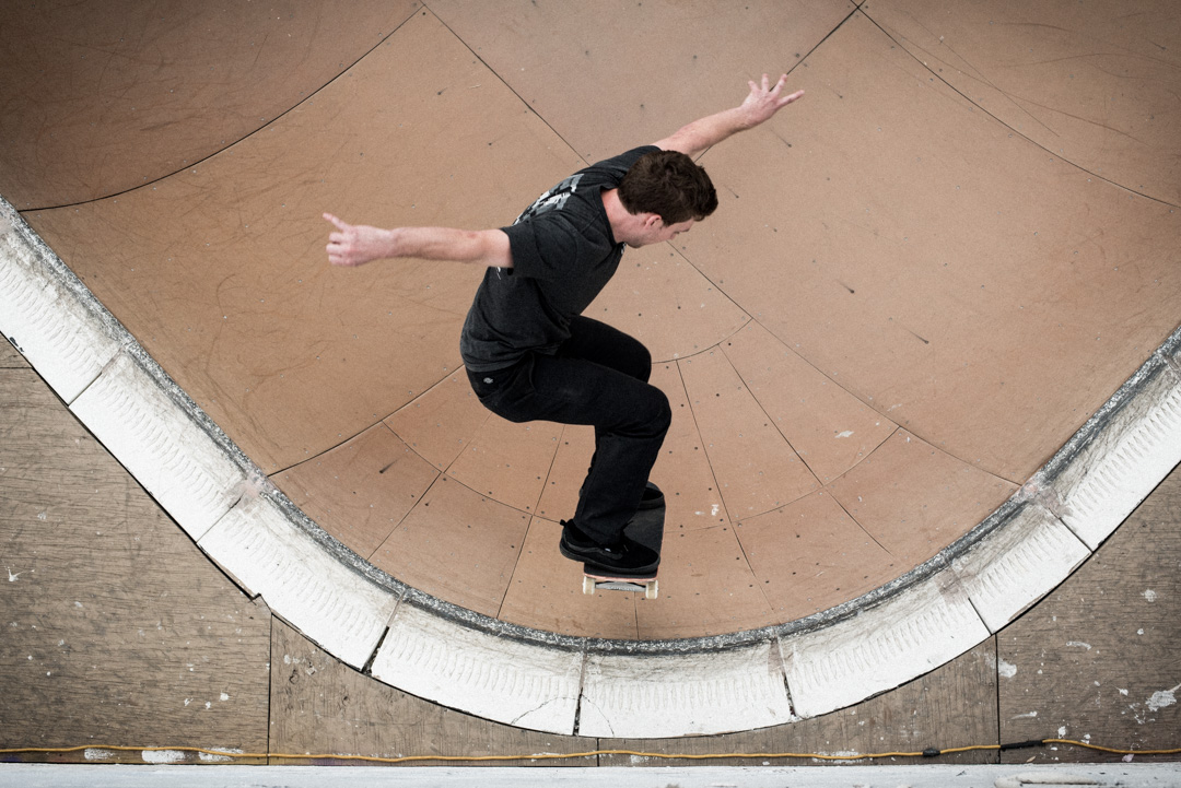 Ben Hatchell shot from the top of warehouse. Aerial view.