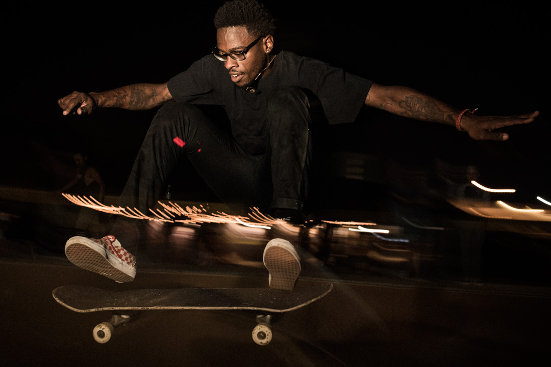 finding a line. daryl grier, skater designer for Tout Noir, flying!