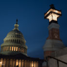 United States Capitol Building at dusk.