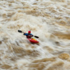 Whitewater kayaker, Geoff Calhoun. Thunder Hole wave below O-deck.
