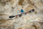The Potomac River was too high for the race in 2018. It was moved to the first channel between the C&O Canal and Olmsted Island. Here, a kayaker trains the day before the race.