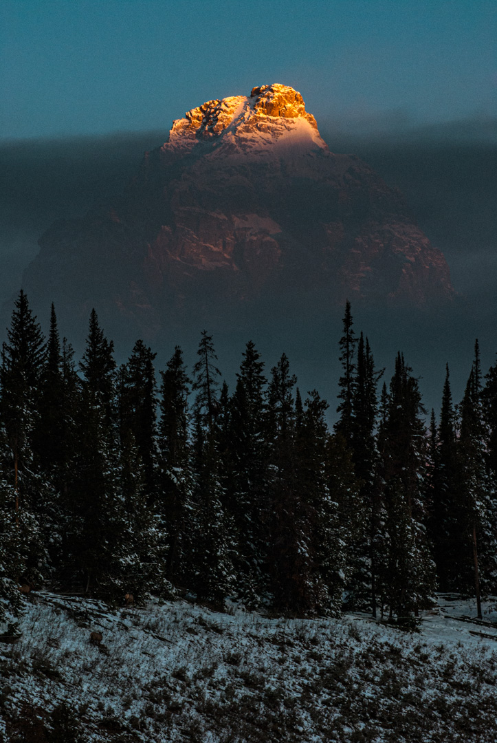 Grand Teton peak at dawn.